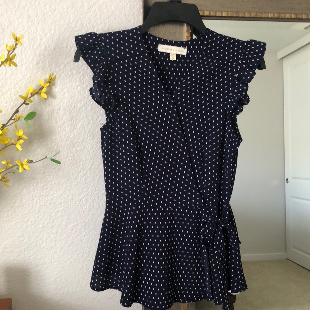 Monteau women’s wrap tie front blouse